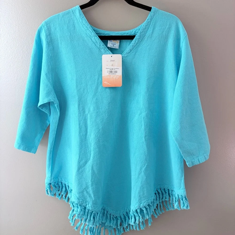 NWT Sea Breeze CA Sedona Fringe Cotton Top Small - Picture 1 of 7